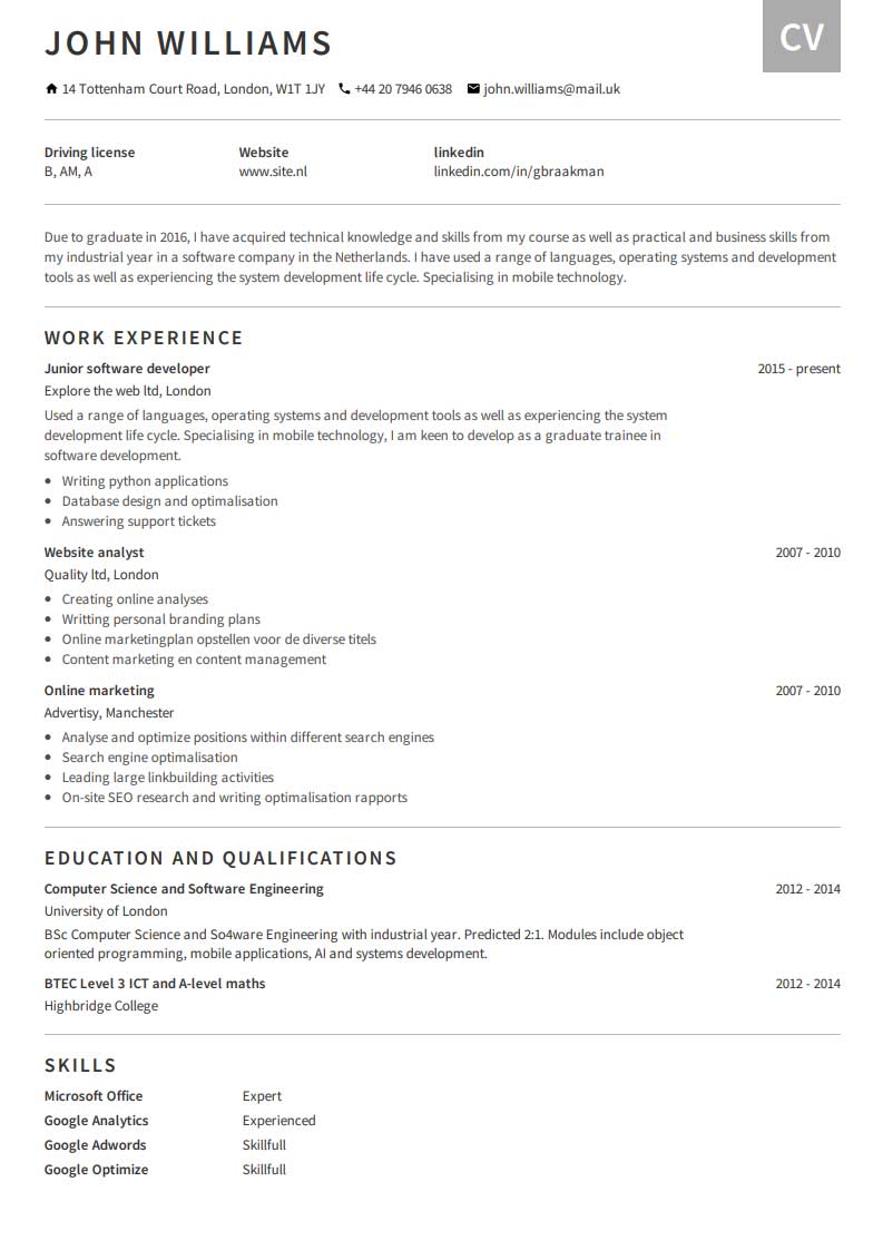 Ilmainen ansioluetteloesimerkki Ilmainen ansioluetteloesimerkki