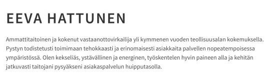 henkilökohtainen profiili cv esimerkki